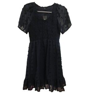 Womens Medium Dress Zattcas Smocked Short Flutter Navy